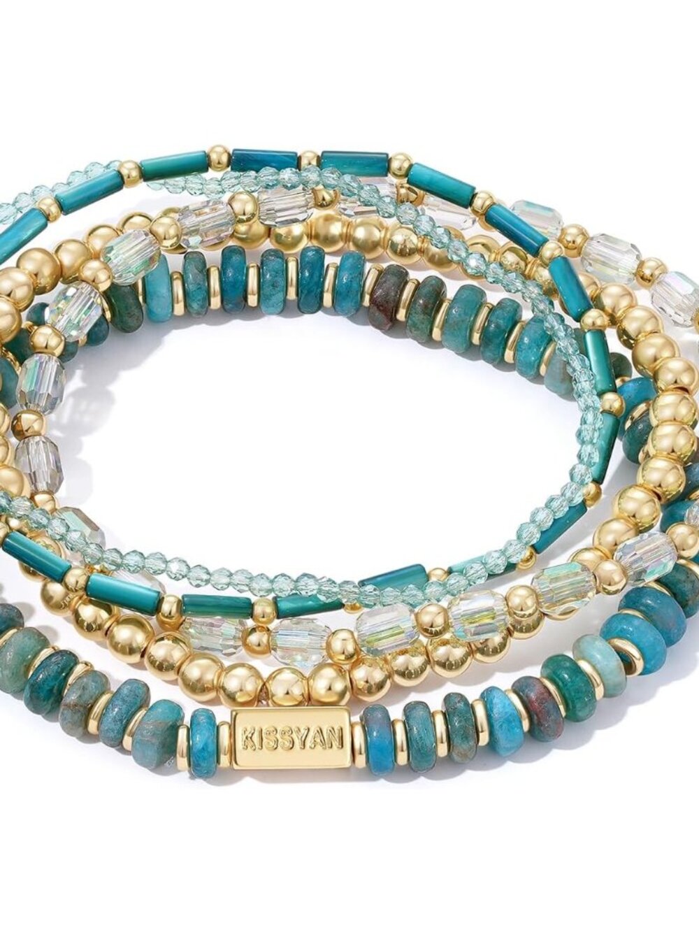Stackable Natural Stone & Crystal Bracelet Set – Adjustable 7-Inch Design